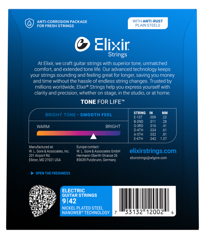 Elixir 12002 Nanoweb Super Light Electric Guitar Strings (9-42)
