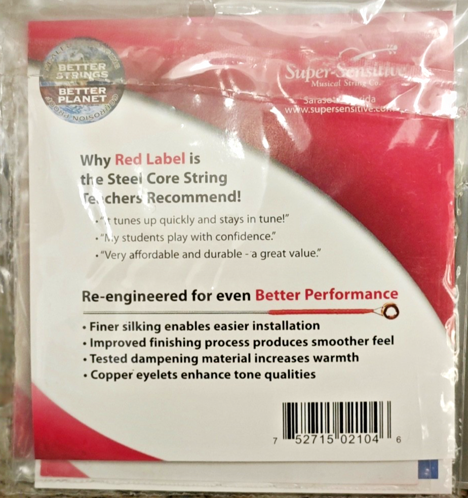 Super Sensitive Red Label Violin String 2104 Full Set - 1/2 Size - Medium