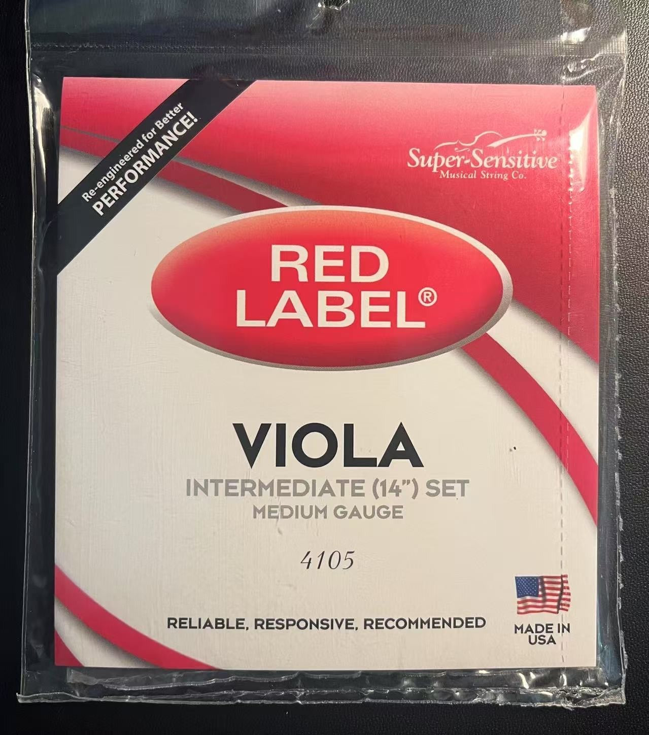 Super-Sensitive 4105 Red Label Viola String Set - 14-inch - Medium Gauge
