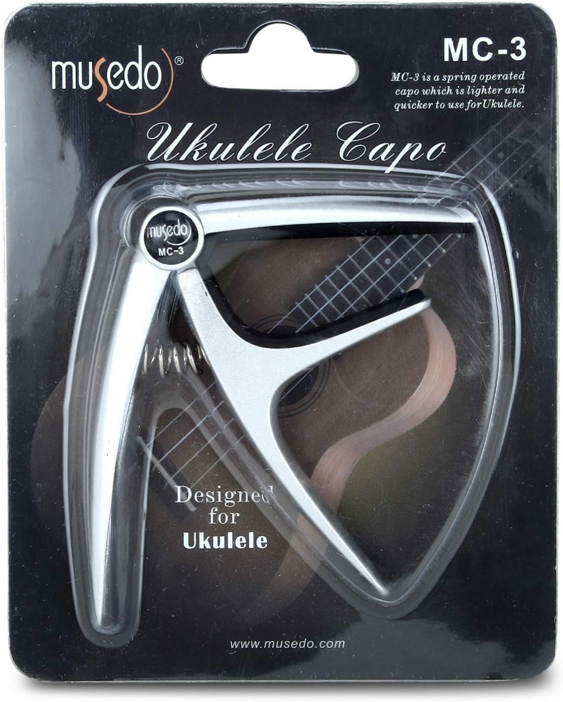 Musedo MC-3 Chrome Ukulele Spring Capo - For Ukulele Only