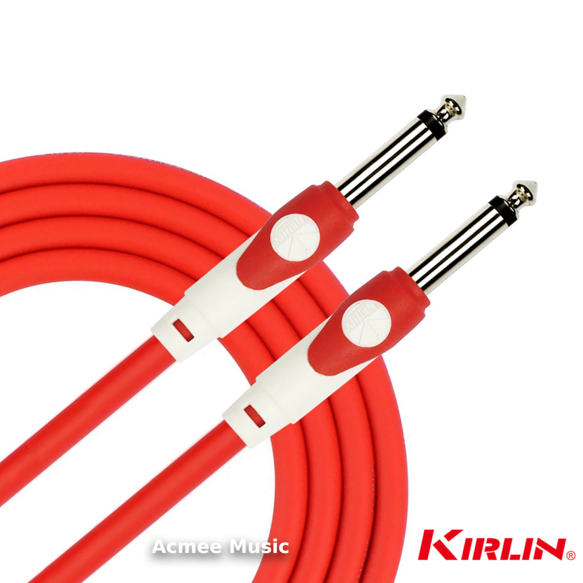 Kirlin 10FT LGI-201 Guitar Instrument Cable, 20AWG, Straight 1/4" Mono, RED