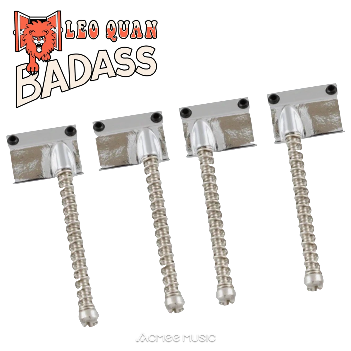 Set of 4 - Leo Quan Badass Saddles for Badass and Omega Bass Bridge - Chrome