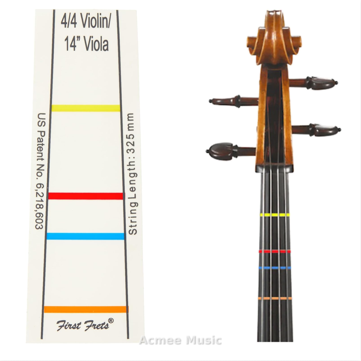 First Fret Fingering Decal Position Indicator for 4/4 Violin (14" Viola)