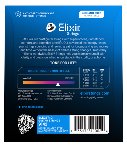Elixir 12002 Nanoweb Super Light Electric Guitar Strings (9-42)