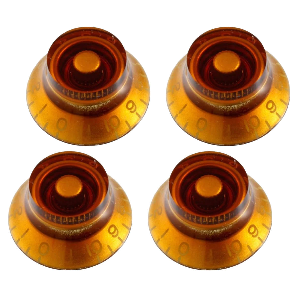 Set of 4 Allparts Vintage Style Bell Top Hat Knobs for Gibson USA Split Shaft Pots -Amber