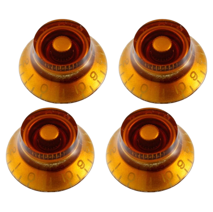 Set of 4 Allparts Vintage Style Bell Top Hat Knobs for Gibson USA Split Shaft Pots -Amber