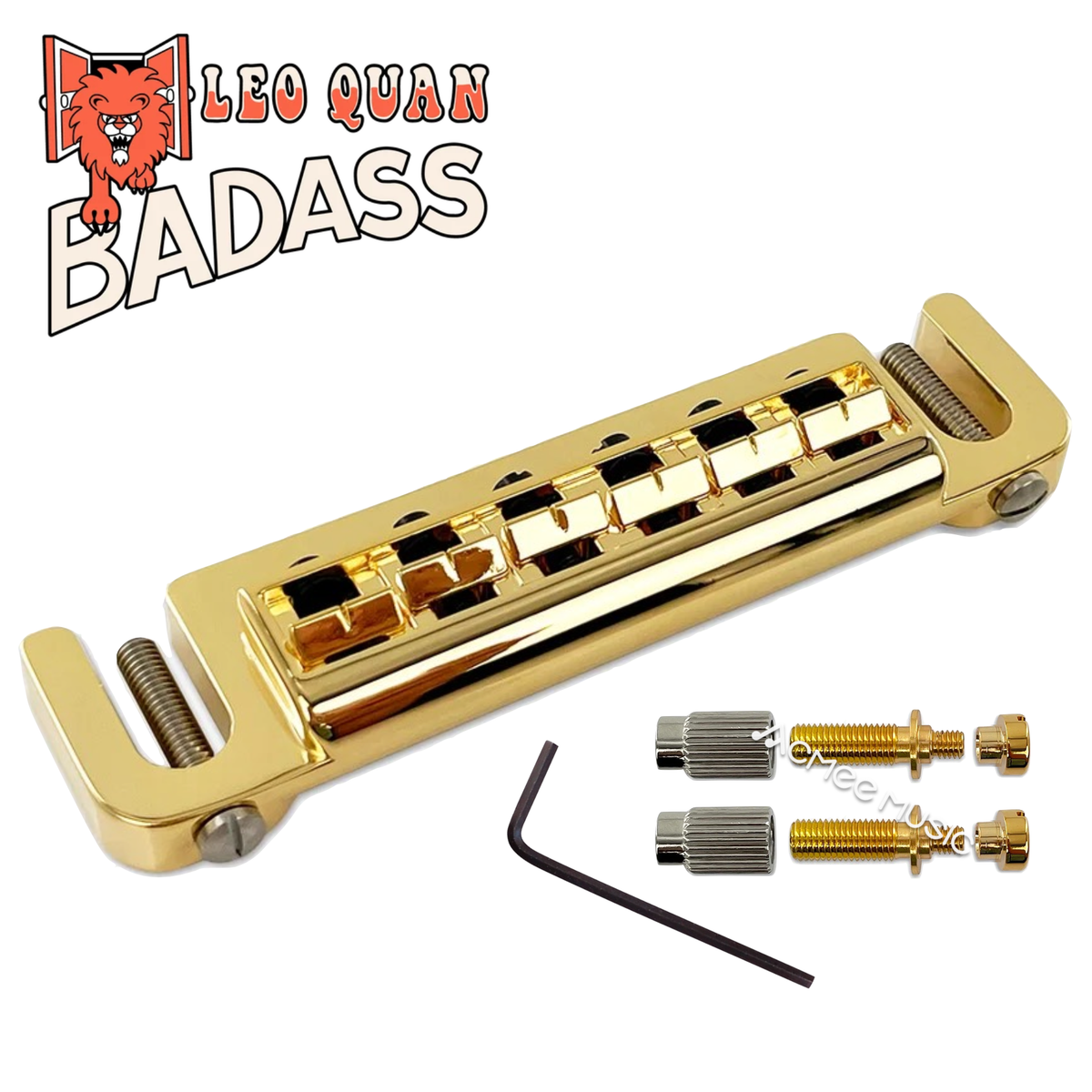 Leo Quan Badass GOLD Wraparound Guitar Bridge wIth Metric Locking Stud for Import Brands