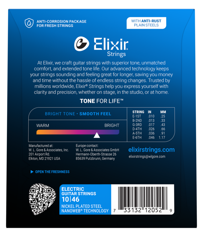 Elixir 12052 Nanoweb Light Electric Guitar Nickel-Plated Steel Strings (010-046)