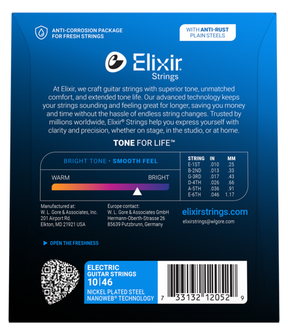 Elixir 12052 Nanoweb Light Electric Guitar Nickel-Plated Steel Strings (010-046)