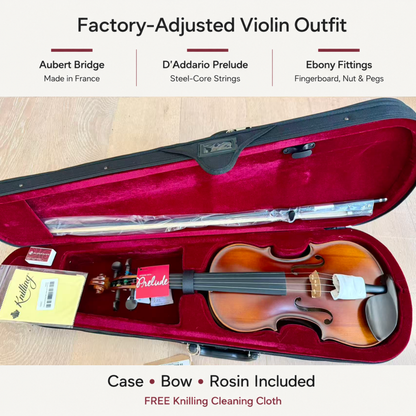Oldenburg Student Violin Outfit Factory Adjusted Includes Case, Wood Bow & Rosin