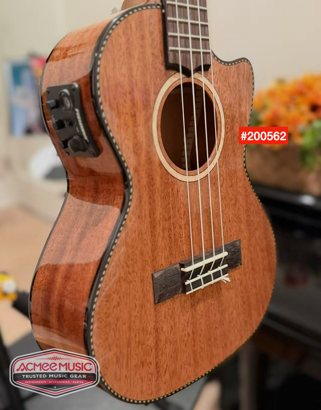 Lanikai All Solid Mahogany Tenor Cutaway A/E Ukulele w/Case, Hanger, Tuner, Capo & Strap