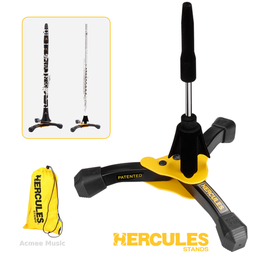 Hercules DS640BB Flute/Clarinet Durable Folding Stand with Velvet Peg and Carrying Bag