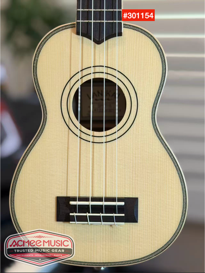 Lanikai SPST-S Solid Spruce Top Soprano Ukulele w/Gig Bag, Tuner, Strap & Capo