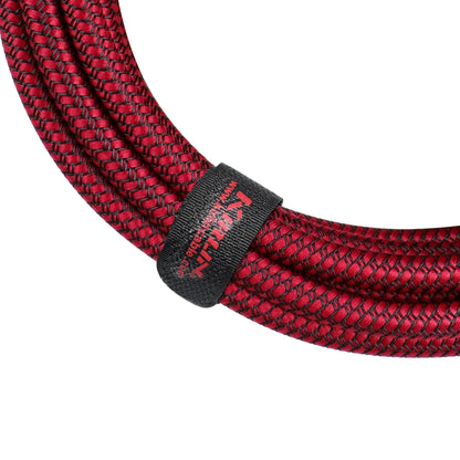 Kirlin 10FT Woven Red IWCC-201PN Guitar/Bass Instrument Cable - 1/4" Straight Mono
