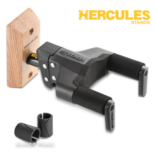 Hercules GSP38WB PLUS Auto Grip Wall Mount Guitar Hanger Hook Holder - Wood Base