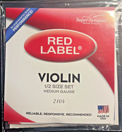 Super Sensitive Red Label Violin String 2104 Full Set -  1/2 Size - Medium