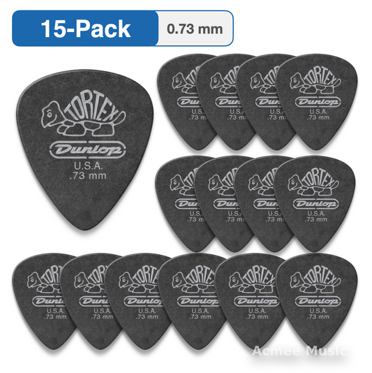 15-PACK Dunlop Tortex Guitar Picks Pitch Black Standard【0.73mm】488-073