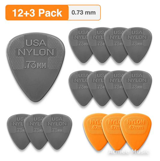 12-PACK Dunlop NYLON STANDARD Guitar Picks【0.73mm】44-073, + 3 Free Picks