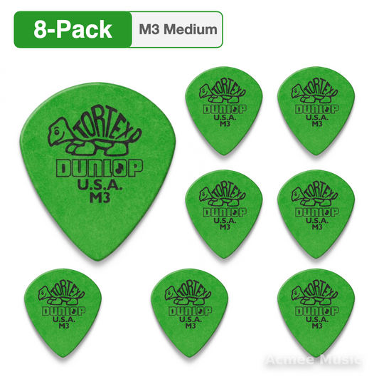 8-PACK Dunlop Tortex Jazz III M3 Sharp Tip Guitar Picks【Medium】472-M3