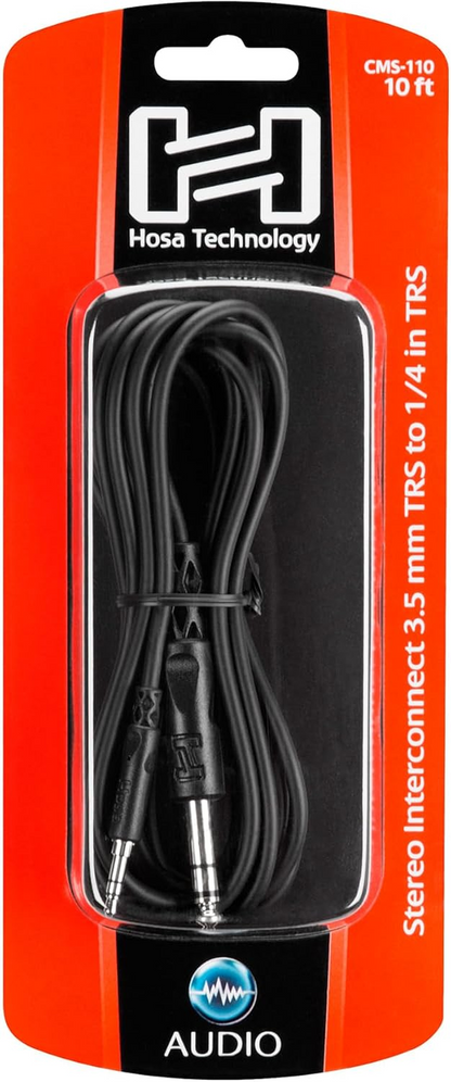 Hosa CMS-110 Stereo Interconnect, 3.5 mm TRS to 1/4 Inch TRS, 10 Feet