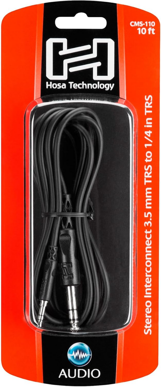 Hosa CMS-110 Stereo Interconnect, 3.5 mm TRS to 1/4 Inch TRS, 10 Feet
