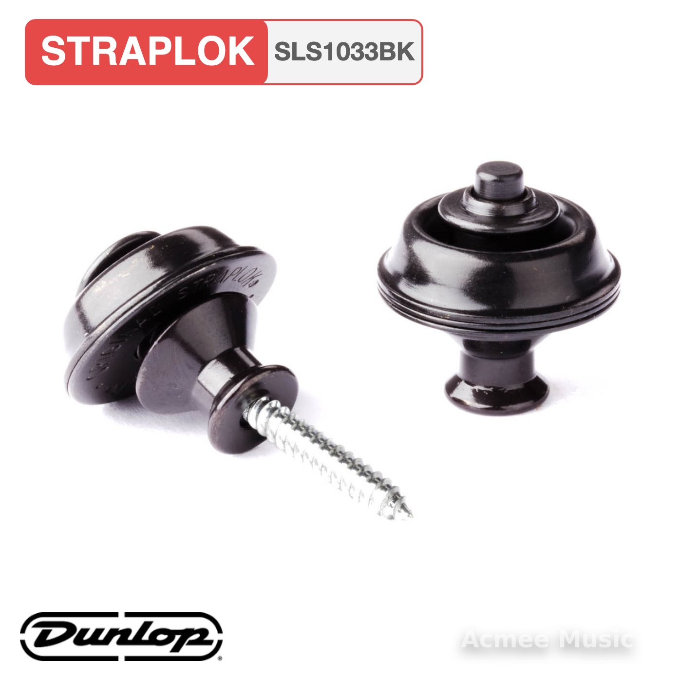 Dunlop STRAPLOK Guitar Strap Retainer - DUAL DESIGN SLS1033BK - BLACK OXIDE
