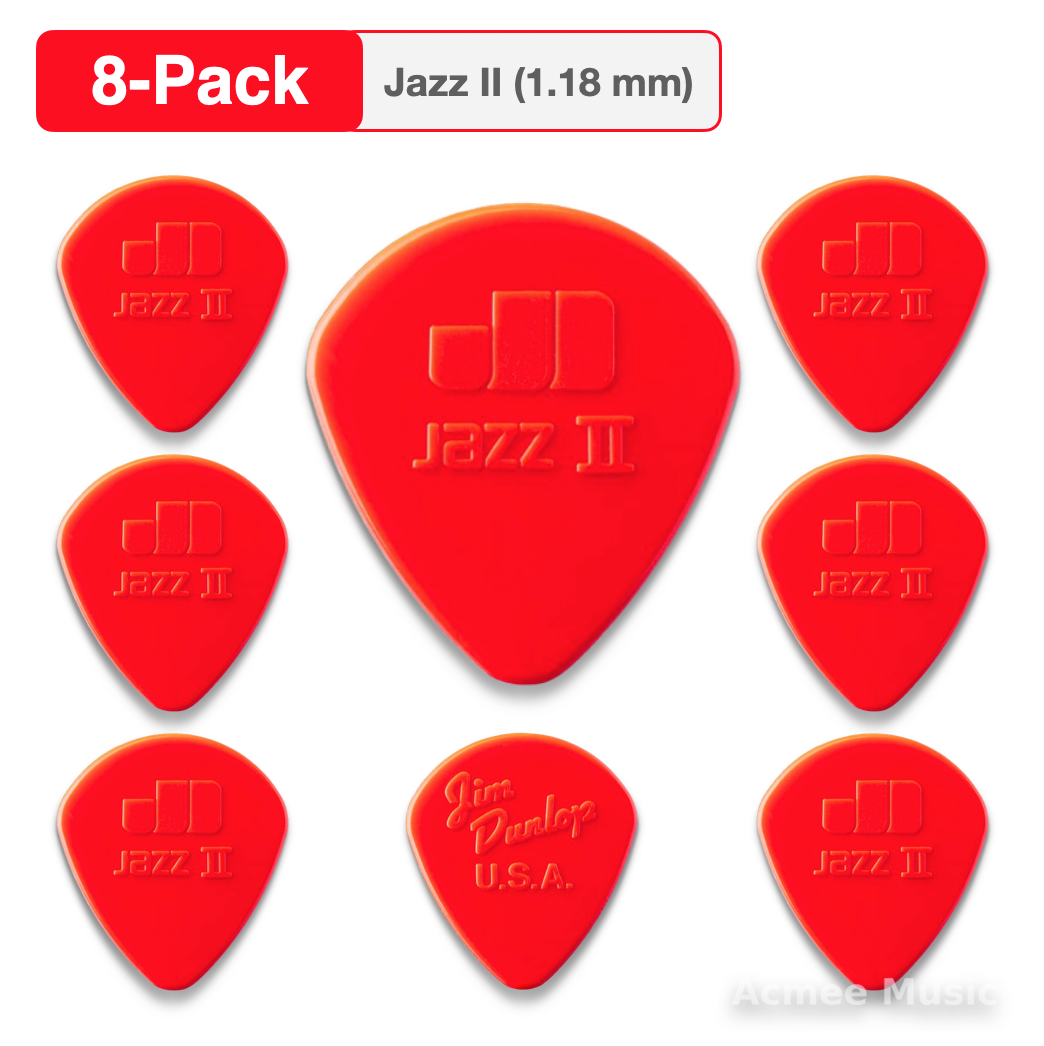 8-PACK Dunlop Jazz II NYLON Guitar Picks【1.18mm】47-2N