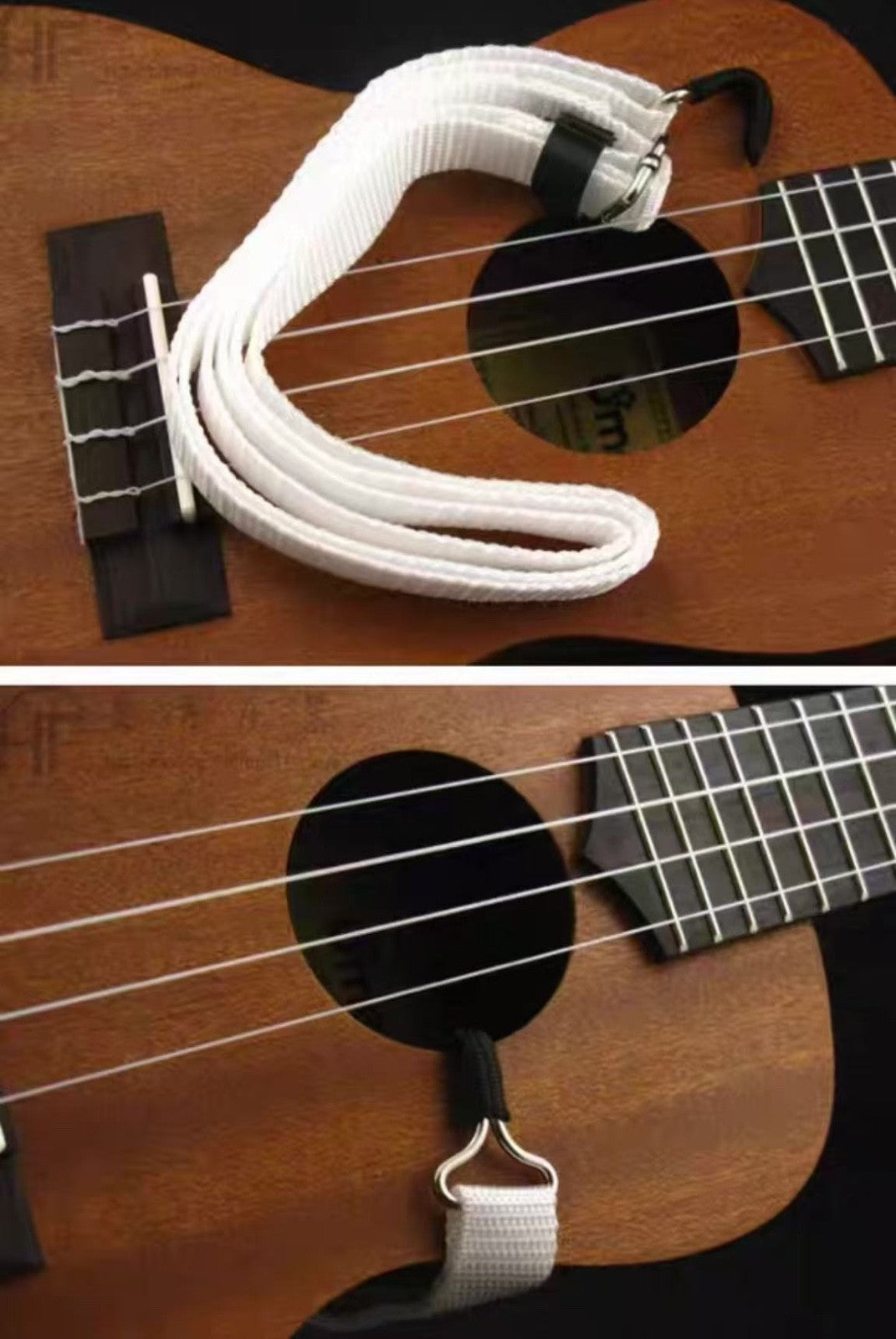 2-PACK Uma Ukulele No Drill J Hook Ukulele Strap - Black - for Ukulele Only