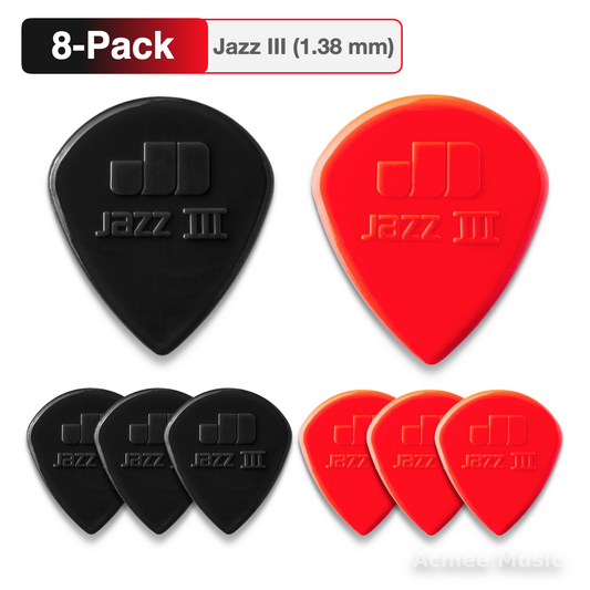 8-PACK Dunlop Jazz III "NYLON 47-3N" + "STIFFO 47-3S" Guitar Picks【1.38mm】