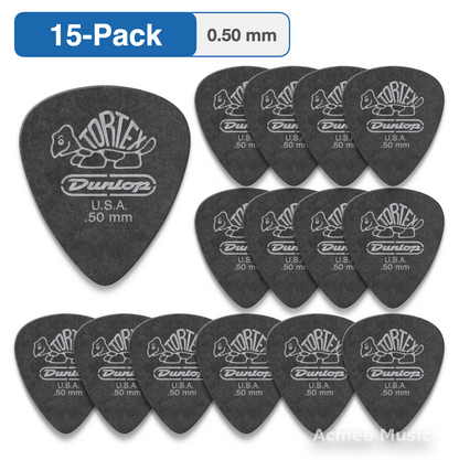 15-PACK Dunlop Tortex Guitar Picks Pitch Black Standard【0.50mm】488-050