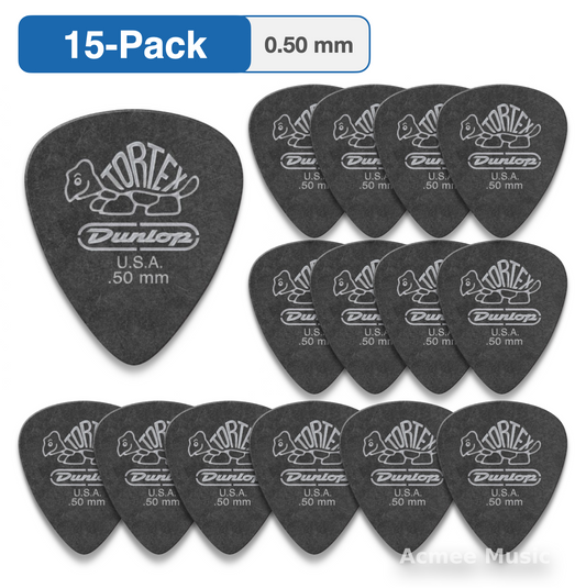 15-PACK Dunlop Tortex Guitar Picks Pitch Black Standard【0.50mm】488-050