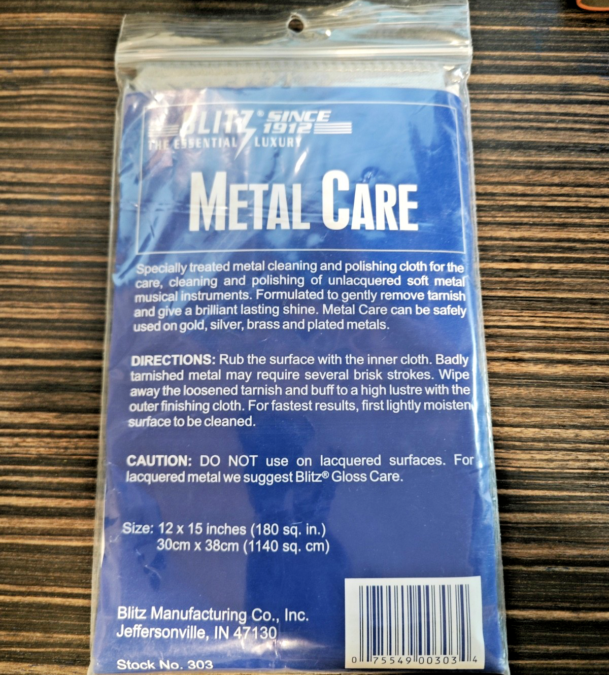 Blitz Metal Care Polish Cloth, Cleaning&Polishing of Metal Musical Instruments