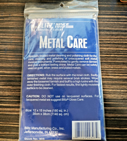 Blitz Metal Care Polish Cloth, Cleaning&Polishing of Metal Musical Instruments