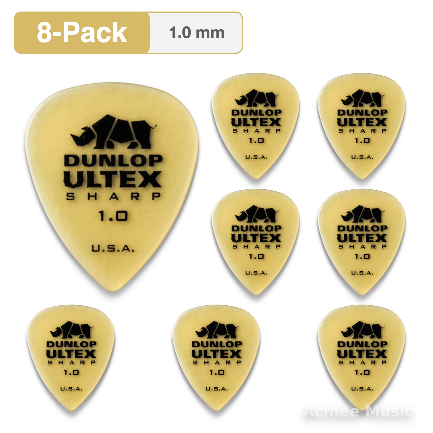 8-PACK Dunlop ULTEX SHARP Guitar Picks【1.0mm】433-100