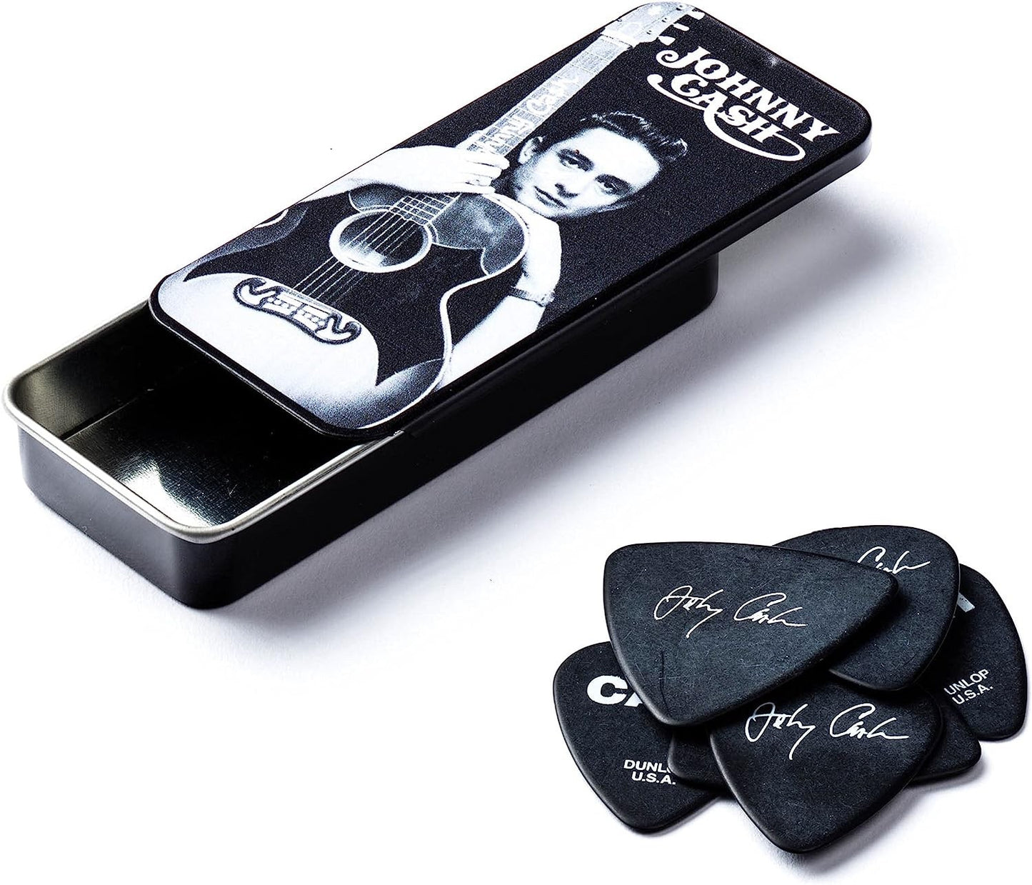 Dunlop JCPT01M Johnny Cash Memphis Guitar Pick Tin, Medium, 6 Picks/Tin