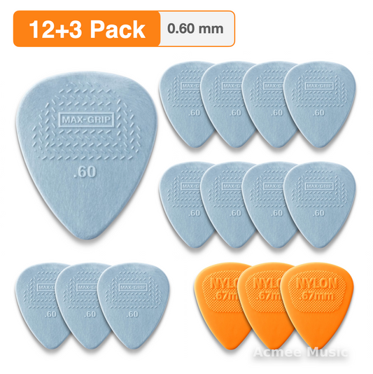12-PACK Dunlop MAX-GRIP NYLON STANDARD Guitar Picks【0.60mm】449-060, Free Picks