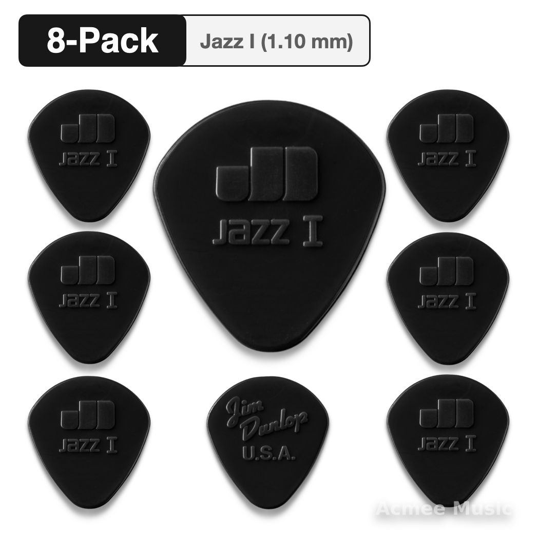 8-PACK Dunlop Jazz I Stiffo Black Guitar Picks【1.10mm】47-1S