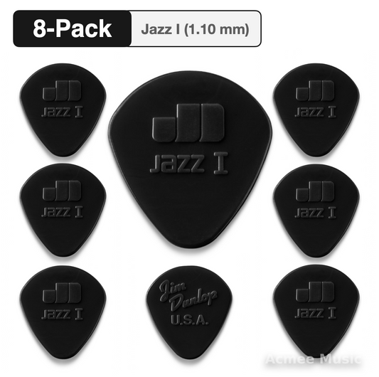 8-PACK Dunlop Jazz I Stiffo Black Guitar Picks【1.10mm】47-1S