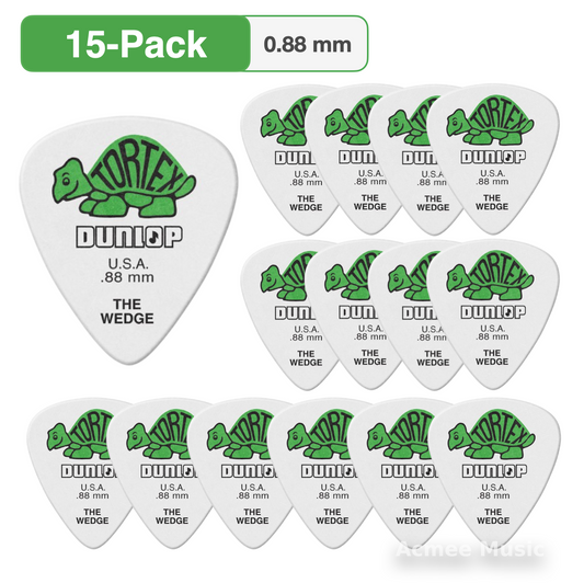 15-PACK Dunlop Tortex Wedge Guitar Picks Standard【0.88mm】424-088