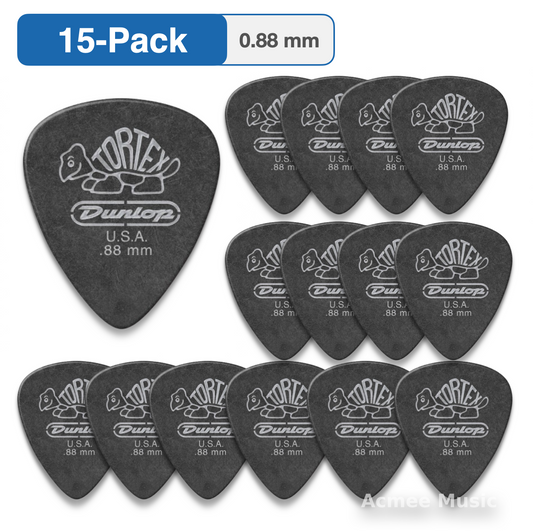 15-PACK Dunlop Tortex Guitar Picks Pitch Black Standard【0.88mm】488-088