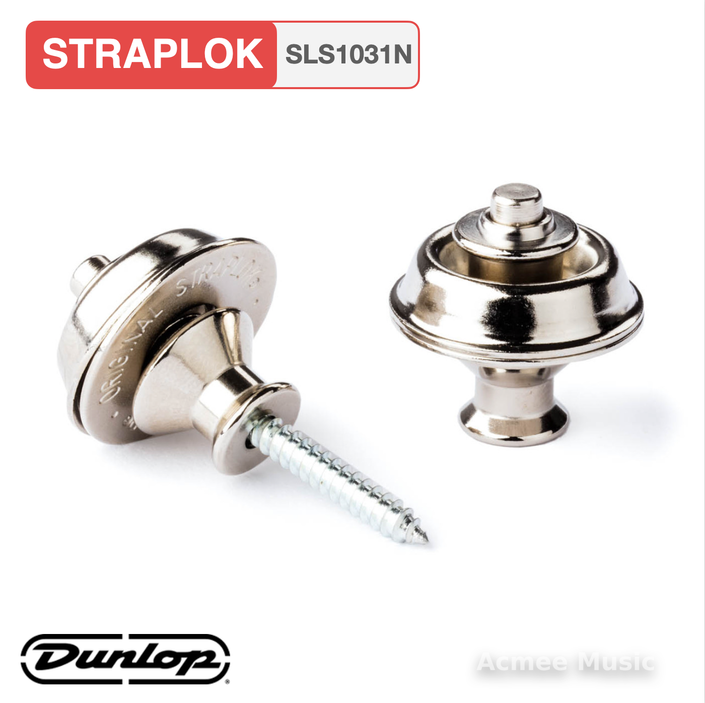 Dunlop STRAPLOK Guitar Strap Retainer - DUAL DESIGN SLS1031N - NICKEL
