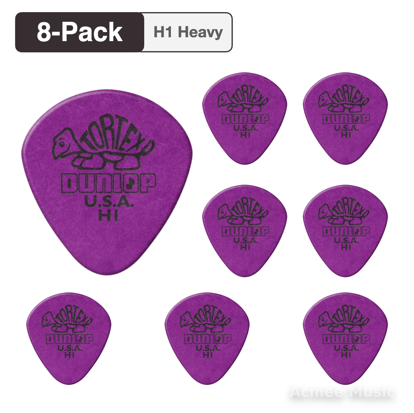 8-PACK Dunlop Tortex Jazz I Round Tip H1  Guitar Picks【Heavy】472-H1