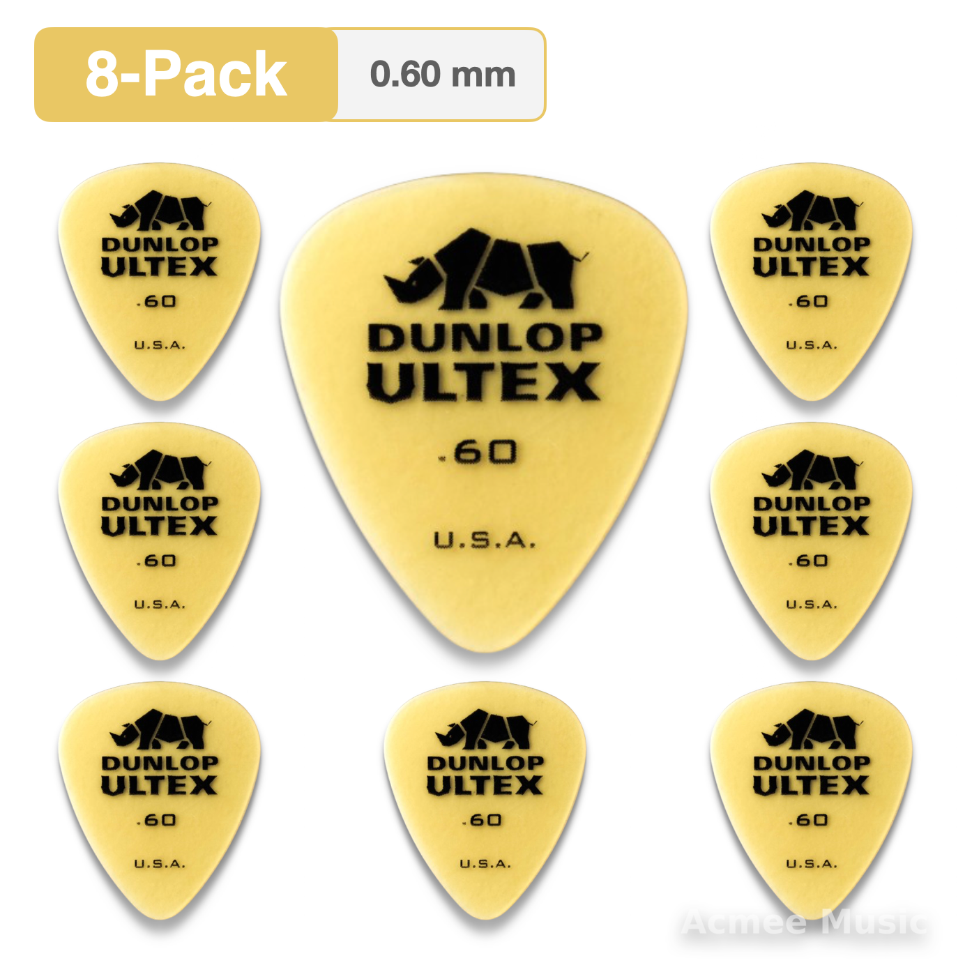 8-PACK Dunlop ULTEX STANDARD Guitar Picks【0.60mm】421-060