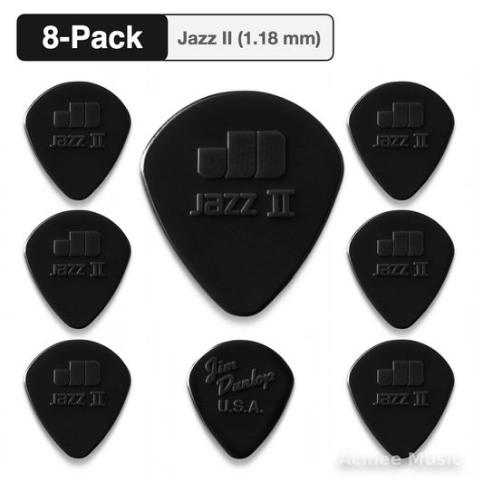 8-PACK Dunlop Jazz II STIFFO Black Guitar Picks【1.18mm】47-2S