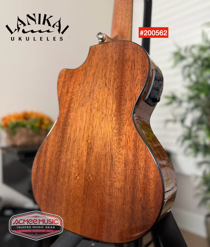 Lanikai All Solid Mahogany Tenor Cutaway A/E Ukulele w/Case, Hanger, Tuner, Capo & Strap