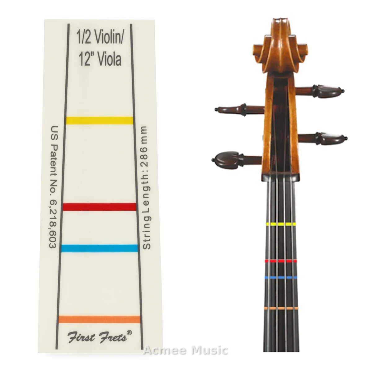 First Fret Fingering Decal Position Indicator for 1/2 Violin (12" Viola)