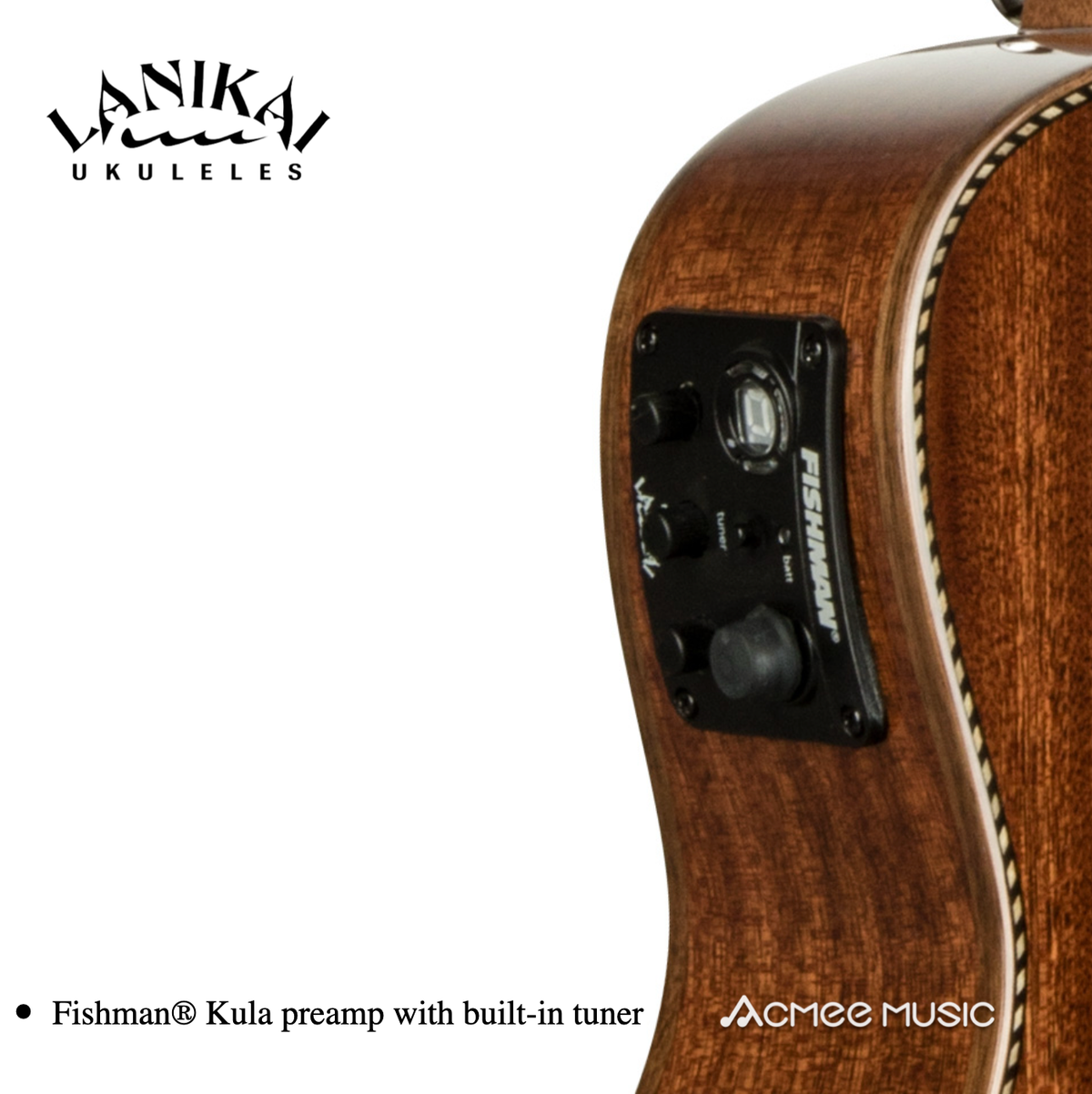 Lanikai MAS-CEC Solid Mahogany Concert Acoustic/Electric Ukulele with Foam Case