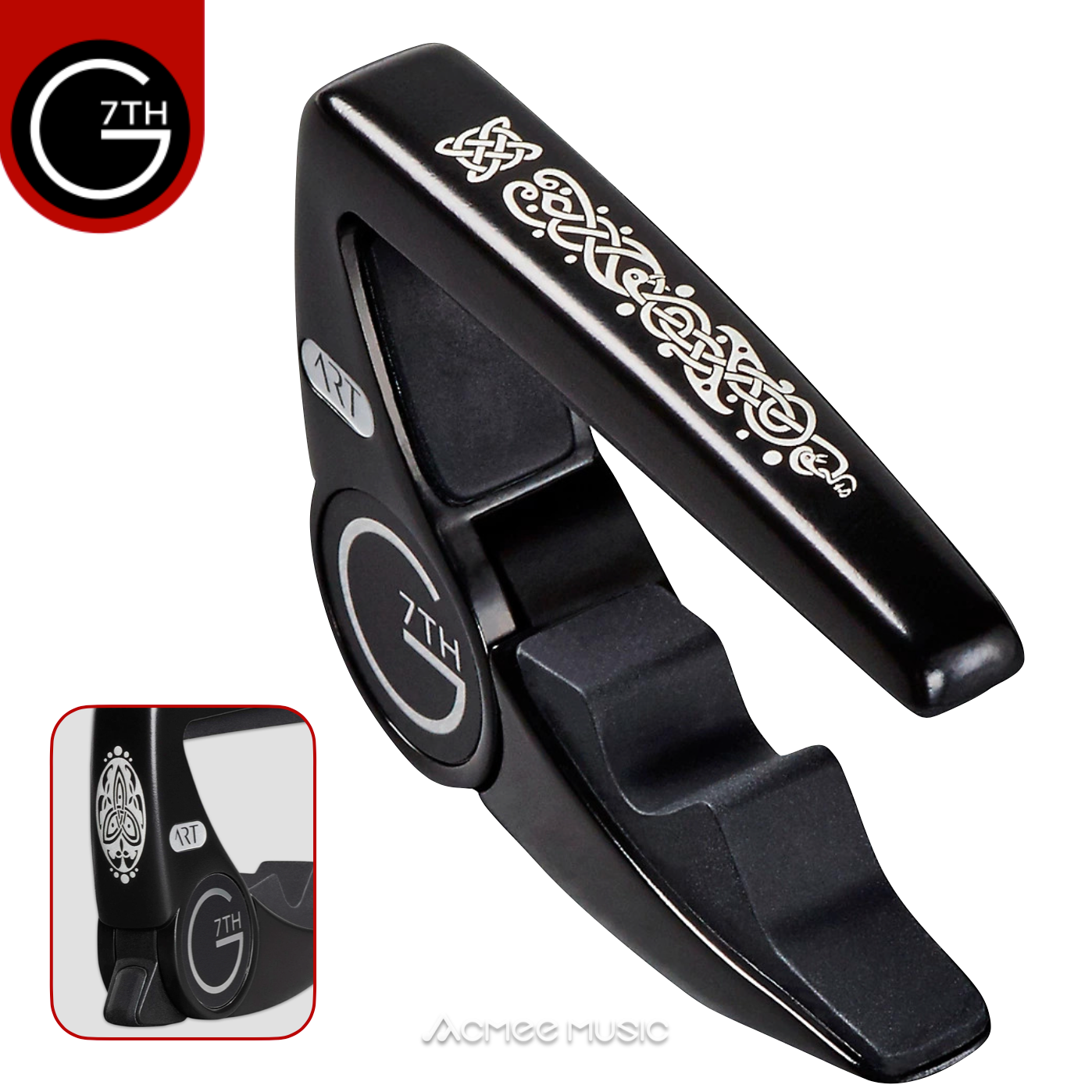 G7th Performance 3 ART 6-String Guitar Capo - Satin Black Celtic Special Edition