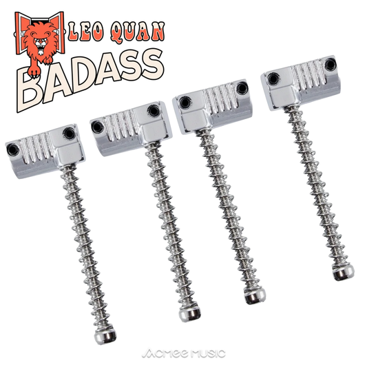 Set of 4 - Leo Quan Badass Grooved Saddles for Badass/Omega Bass Bridge - Chrome