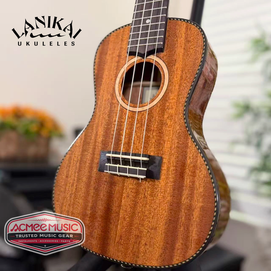 Lanikai MAS-C All Solid Mahogany Concert Ukulele w/Foam Case, Hanger, Capo,Tuner & Strap